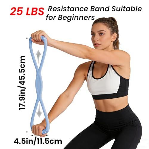 Figure 8 Resistance Band, Figure 8 Resistance Bands for Women Men,Resistance Band Figure for Working Out, Non-Slip Handles, Home Gym, Yoga & Physical Therapy - color: 25 LBS Blue