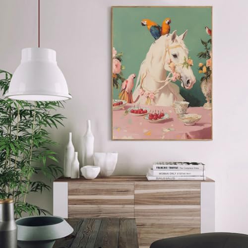 pchmcu Vintage Paint by Numbers Kits for Adults,Horse Parrot Paint by Number for Adults Beginner, Paint by Numbers Kits on Canvas for Home Wall Decor 16x20inch - color: MT22790