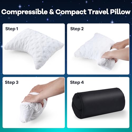 KUCEY Cooling Side Sleeper Pillow for Neck and Shoulder Pain, Luxury Shredded Memory Foam Curved Bed Pillows for Sleeping Set of 1- Adjustable Travel Pillow Size- Washable Cover Crescent White - color: Crescent White, size: Travel Size (1 pack)