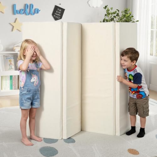 MeMoreCool Foldable Kids Floor Mattress, 6x4 FT Tatami Futon Mat, Beige | Thicken Foam Sleeping Crawling Pad for Children Play Area, Playroom Floor Play Mat - color: Corduroy Beige