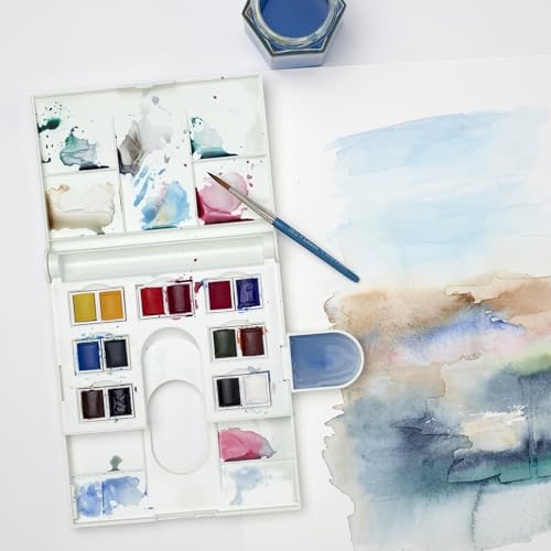 Winsor & Newton Cotman Watercolor Paint Set, 14 Half Pan Field Set | Introductory Watercolor made with Fine Art Pigments, Perfect for Beginners, Lightfast & Permanent, Good Tinting Strength - style: 14 Half Pan Field Set