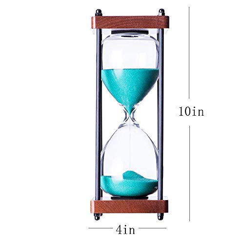 Large Hourglass Timer 60 Minute, Decorative Wooden Sandglass, Green - color: Green Sand