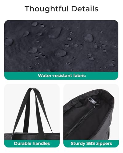 BAGSMART Gym Tote Bag for Women, 24L/28L Travel Tote Yoga Mat Bag - color: Black, size: Small