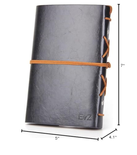 EvZ 7-Inch Refillable A6 Binder Notebook - Premium Vegan Leather Personal Planner, Eco-Friendly Journal with 6-Ring Loose-Leaf System for Writing, Business, and Creative Sketches, Grey - color: Grey, size: 7 Inches