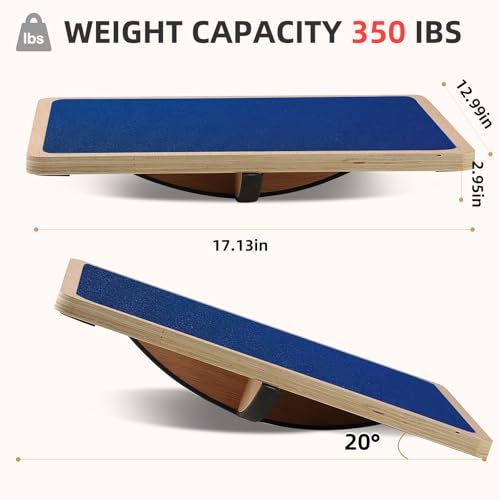 Juoe 360° Balance Board Wobble Board, Up to 350 LBS for Physical Therapy | Wooden Wobble Balance Board for Adults and Kids,Balance Training,Standing Desk Core Strength Balance Rocker Board - color: 360° Rotation-Blue