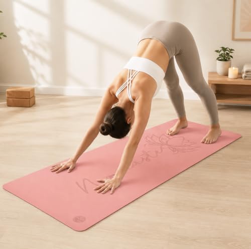 Non Slip TPE Yoga Mat 6mm Thick with Carrying Strap, Lightweight Exercise Mat for Home Workout, Pilates & Fitness, Comfort Cushion Workout Mat