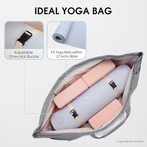 sportsnew Large Yoga Mat Bag Trolley Sleeve Gym Carrier Shoe Bag Wet Pocket | water-resistant fabric, large capacity,wide full-zip opening,separate shoe bag,2 yoga mat holder straps,multi-pocket storage - color: Grey