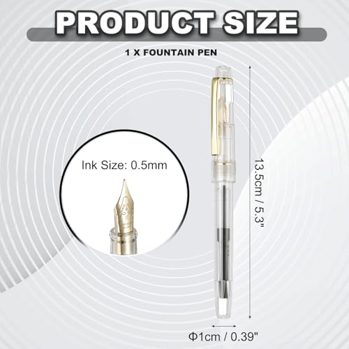 PATIKIL Fountain Pen Medium Nib, Fountain Pen Barrel Handcrafted Pen for Professional Office Journaling Gifts, Transparent White - color: Transparent White