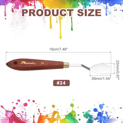 MECCANIXITY Pack of 1 Palette Knife No.24, 7.5" Long Palette Knives with Stainless Steel Flexible Spatula Pallet Knife and Wood Handle for Scraping, Mixing, Oil Acrylic Painting Canvas - style: No.24