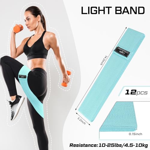 Lenwen 12 Pcs Fabric Resistance Bands Bulk - color: Green, style: Light Resistance