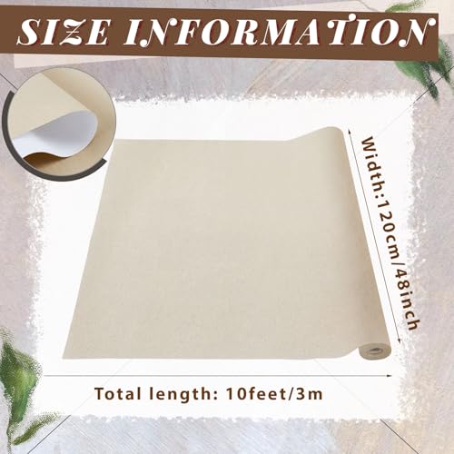 Kinlop 48 Inch X 10 Feet Double Primed Cotton Canvas Roll, Linen Beige | Double Primed for Oil and Acrylic Painting, Artist Grade Cotton, Rolled White Canvas for Art, Ready to Stretch - color: Linen Beige, size: 48 Inch X 10 Feet