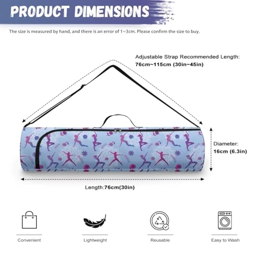 Yoga Mat Bag Portable Yoga Mat Holder with Adjustable Strap Lighweight Gym Tote Bag with Handle - color: Yoga Theme Blue