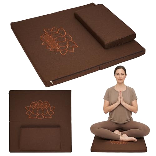 MYOYAY Meditation Cushion Set, 27.6in×27.6in Meditation Pillow for Sitting on Floor, Ergonomic Support for Yoga, Washable Cover, Large Size Floor Cushion for Yoga Mindfulness Meditation