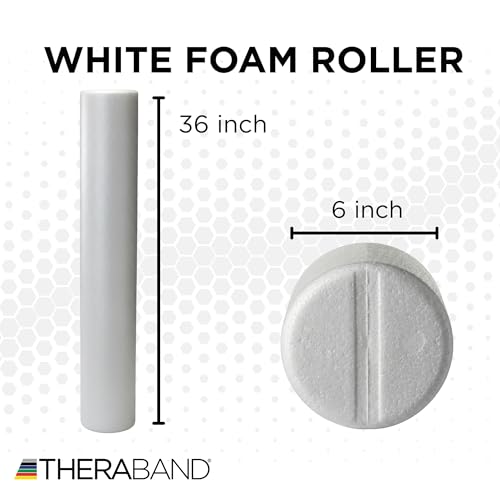 THERABAND Pro Foam Roller, Back, Muscle, Exercise, Physical Therapy, White | Pro-grade foam roller for deep tissue massage, myofascial release and physical therapy - size: 6in x 36in - Round