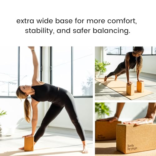 Cork Yoga Blocks 2 Pack – Premium Cork Grain, Highly Stable, Chip Resistant | Extra Large 4" x 6" x 9", No Wobble, Heavy Duty, Durable, Crumble-Free, Comfort Edges, Artisanally Crafted, Yoga Strap Set - color: Classic