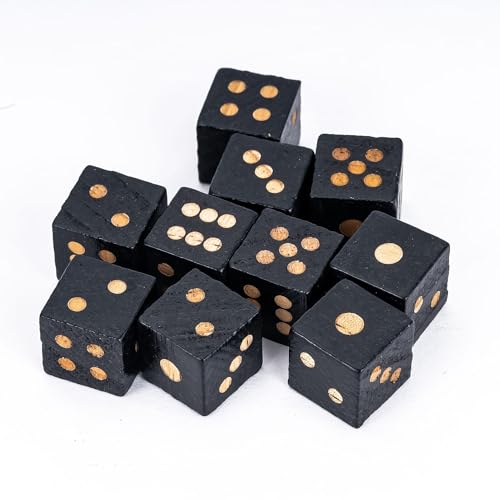 10PCS Wooden D6 Dice Set Wood 16mm Dice Set for DND RPG Board Games - color: D6-black S