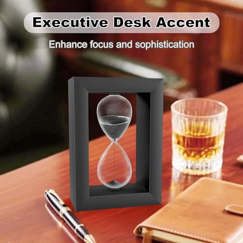 Sand Hourglass Timer 30 Minute, Modern Black Wood Sand Watch, Decorative Desktop Hour Glass Sandglass,Reloj De Arena for Office, Home Decor, Kitchen (Black - color: Black Frame, size: 30 minute