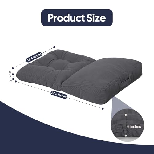 Meditation Cushion, Zabuton Mat for Floor Sitting, Dark Grey - color: Grey, size: 6''Thick Rectangular