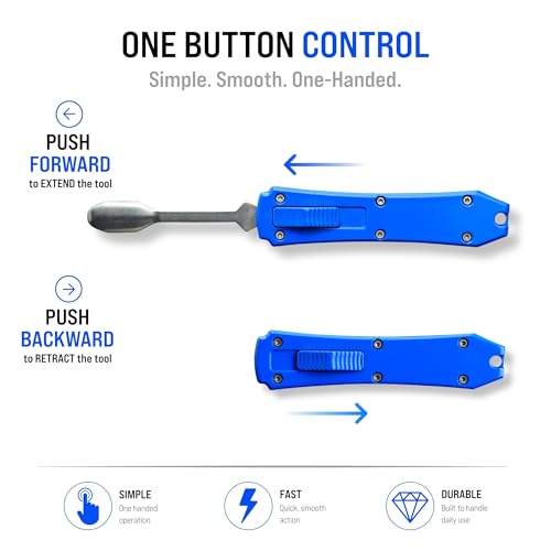 Terporium Retractable Wax Carving Tool (Single) | Stainless Steel Precision Tip Portable Pocket Tool with Blue Handle | Perfect for Wax Carving & Sculpting On-The-Go - color: Blue