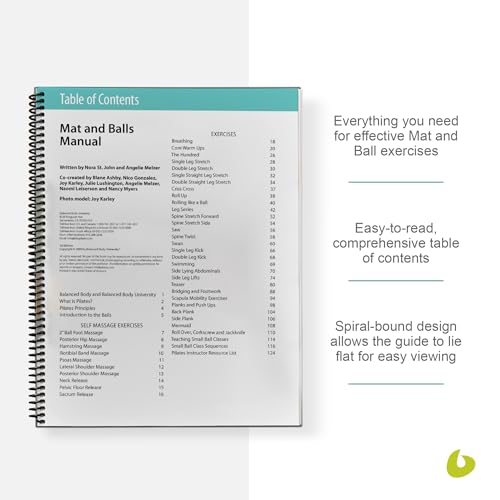Balanced Body Mat and Ball Guide, Ball and Mat Pilates Guide for Workout Equipment, Exercise Manual for Home Gym or Studio Use - size: Mat and Ball