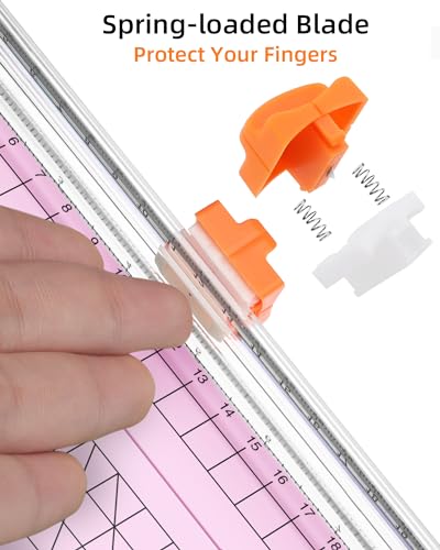 Firbon A5 Paper Cutter, Small Straight Paper Trimmer with Side Ruler | Pink compact design | Cuts photo, cardstock, labels & coupons | Portable desktop slicer | Scrapbooking & craft projects - color: A5-pink