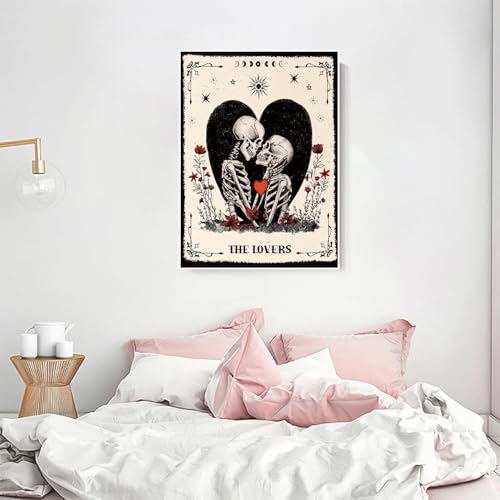 Skull Diamond Art Kits for Adults Funny Diamond Painting Kit for Beginner | Skeleton The Lovers 5D DIY Diamond Dots Full Drill Crafts for Gem Art Dot Art for Adults Home Wall Decor for Teens 12x16 in - color: DP03268