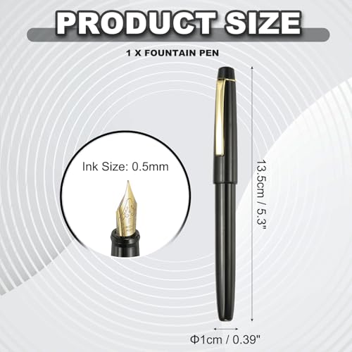 PATIKIL Fountain Pen Medium Nib, Fountain Pen Barrel Handcrafted Pen for Professional Office Journaling Gifts, Black - color: Black