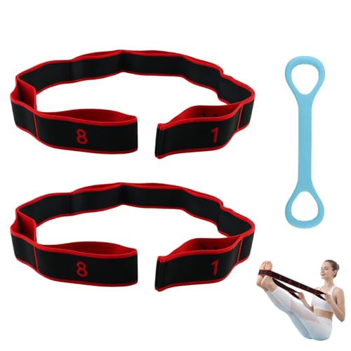 3 Pack Elastic Stretching Strap, Pilates Resistance Band, Hamstring Stretcher, Digital Marked Yoga Elastic Band for Flexibility Exercise, Dance Gymnastics, Leg & Hip Training