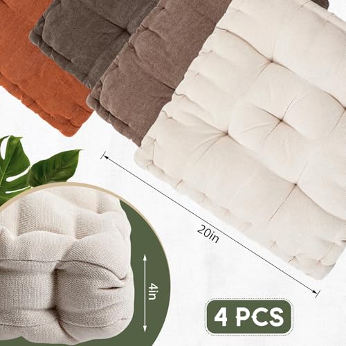 Jerify Mixed Colors 4 Pcs Large Floor Pillow Cushion,Square 20 x 20 | Round Square Flexible Seating Floor Meditation Pillow for Classroom Adult Picnic Party Learning Daycare School Reading Corner - color: Mixed Colors, size: Square 20 x 20