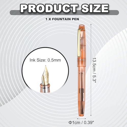 PATIKIL Fountain Pen Medium Nib, Fountain Pen Barrel Handcrafted Pen for Professional Office Journaling Gifts, Transparent Orange - color: Transparent Orange