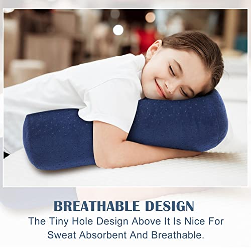 Remerry 2 Pcs 16 x 6 Inches Velvet Neck Roll Pillow Cover with Zipper, Soft Bolster Pillowcases for Cylindrical Pillow (Cover Only, Bolster Not Included)(Navy Blue) - color: Navy Blue, size: 16 x 6 Inches