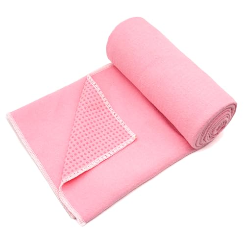 Eunzel Hot Yoga Towel - Microfiber Non Slip Yoga Mat Towel with Grip Dot Sweat Absorbent Towel for Hot Yoga, Pilates and Fitness 72" x 24", Pink/White - color: Pink/White