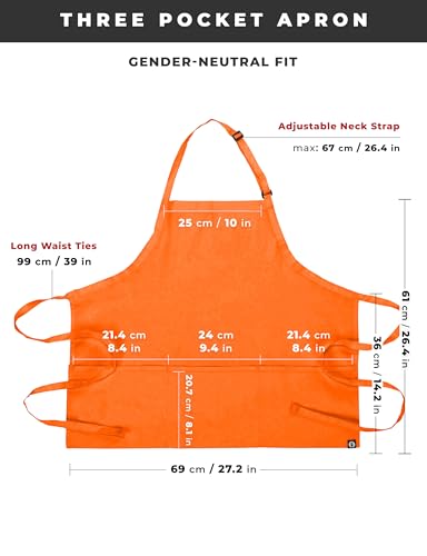 Chef Works Unisex Three Pocket Apron - color: Tangerine
