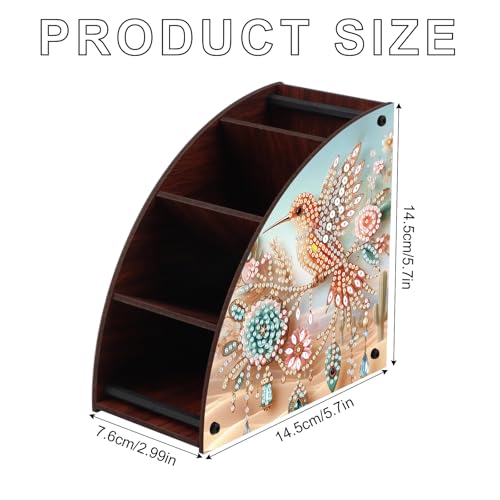 Diamond Art Painting Multi-Grid Storage Box DIY Wooden Double Sided Drill Tabletop Organizer Diamond Painting Kit for Adults Office Home Ornament - Hummingbird & Floral - color: Hummingbird