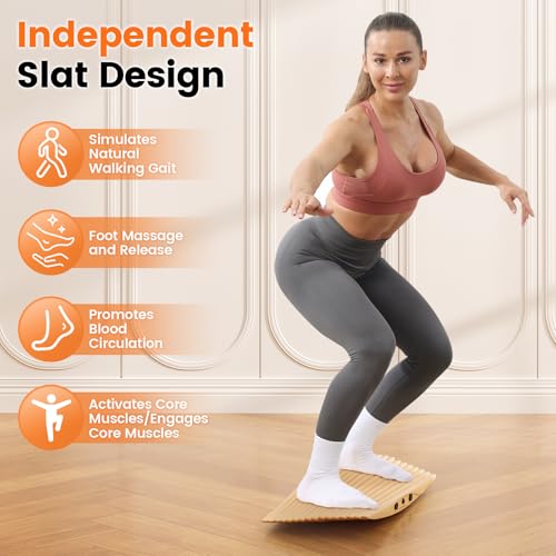 360° Wobble Balance Board for Standing Desk,Anti-Fatigue Rocker Board to Improve Focus, Burn Calories & Simulate Surfing & Skateboarding at Home or Office,Also Foot Strengthener & Stretcher for Plantar Fasciitis Relief.