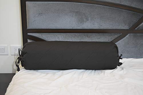 Quilted Bolster Pillow Cover (Black, 8"Diameter x24"Long (20 cm x 60 cm )) - color: Black, size: 24" x 8" (Pack of 1)