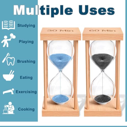 5 Minute Sand Timer, 5 Min Wood Hourglass, Black Sand Clock, Five Min Wooden Hour Glass for Classroom, Sandglass, Reloj De Arena Decorativo, Home, Office, Game, Gift - color: Black, size: 5 Min