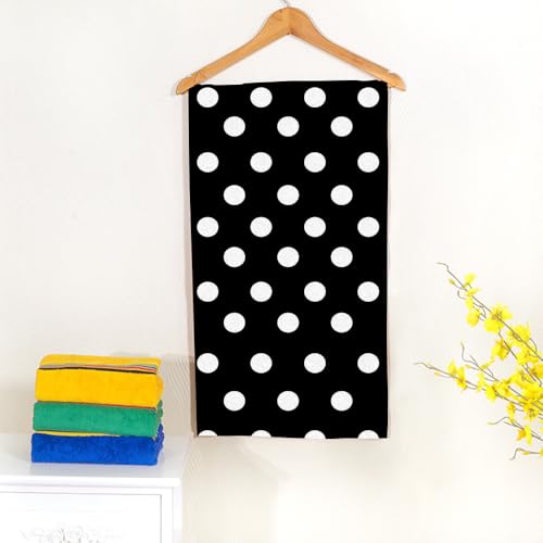 White Dot Beach Towel Fashion Vingle Circles Face Towels Suit Travel Sports Pool Swimming Bath Camping Spa Gym Yoga,15x30 Inch - color: White Dot