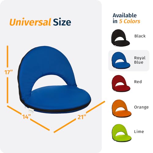 Alpcour Folding Stadium Seat – Deluxe Outdoor Camping Reclining Waterproof Cushion Chair for Bleachers – Best 6-Position Back Support Picnic Bleacher Seats w/Extra Thick Padding for Support & Comfort - color: Royal Blue