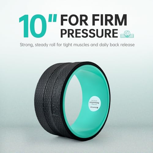 GymCope Back Roller Wheel, Spine-Safe Groove for Deep Stretch, 530 lbs | 1/2in sweat-resistant foam over ABS core, 4 sizes 4 to 12in plus 4-pack with 13in, yoga pilates home gym recovery, pvc free - color: Mint Green, size: 10 Inch-Medium