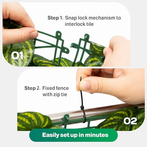 Artificial Ivy Privacy Fence Screen, Artificial Faux Ivy Hedge, Expandable Faux Privacy Fence with 80 pcs Zip Ties Decoration,59x98.4 inch,Color Printing Turtle Back Pattern Leaf