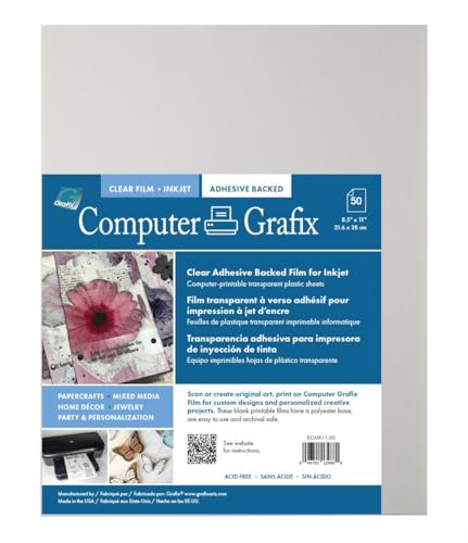 Grafix Adhesive Backed Inkjet Film, Clear, 8.5 x 11 in, Pack of 50 - color: Clear - Adhesive, size: Pack of 50 (8.5" x 11")