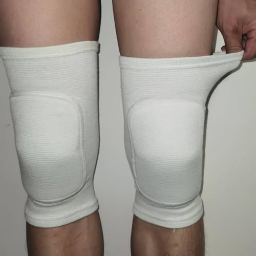 Anti slip sponge, soft and breathable men's, women's, girls', and children's White knee pads suitable for sports scenes such as volleyball, football, dance, yoga, wrestling, running, cycling, etc (White, Medium) - color: White, size: Medium