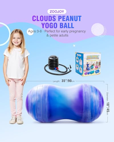 ZOOJOY Peanut Ball for Kids and Adults | 18/20Inch Anti-Burst Exercise Ball - color: Purple & Blue, size: 35 x 18 Inch