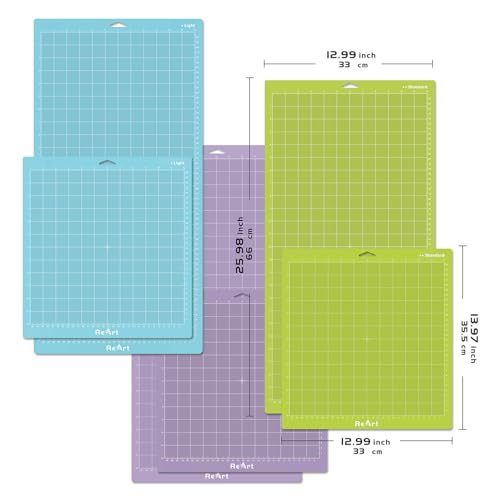 ReArt Cutting Mat Variety 6 Packs for Cricut Maker 3/Maker/Explore 3/Air 2/Air/One Adhesive Sticky Replacement - Strong, Standard, Light, 12in x 12in x 3 Packs, 12in x 24in x 3 Packs. - color: Variety 6P