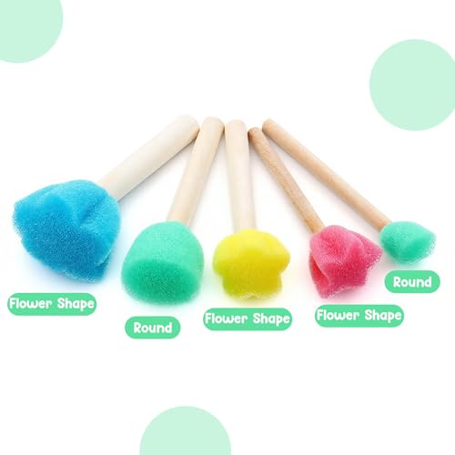 15 PCS Sponge Paint Brushes for Crafts, Foam Paint Brushes for Art Painting | Paint Sponges for Crafts, 5 Sizes Sponge Brushes for Painting DIY Crafts