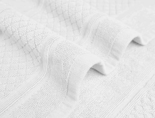 Avalon Towels White Bath Mat - 100% Cotton Set of 2 Absorbent Bathmat - Bathroom Mats Quick Dry Bath Mats for Bathrooms (22x34 Inches) - color: White, size: Pack of 2