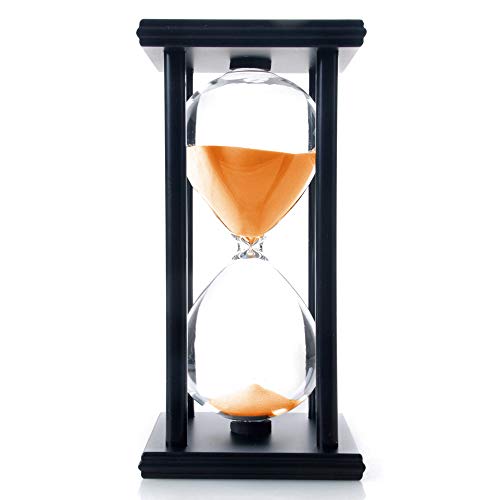 60 Minutes Hourglass, Wood Sand Timer, Orange | 4 x 4 x 8 inch Sand Clock - color: Orange, size: 60 min