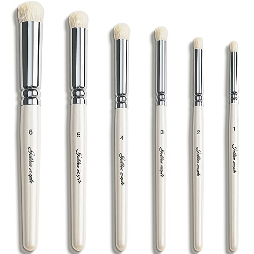 Golden Maple Dry Brush Miniature Painting Drybrush Set - 6PC Professional Miniature Paint Brushes for Miniatures, Model, Enamel & Fantasy Figurines Painting(Pearl White) - color: White