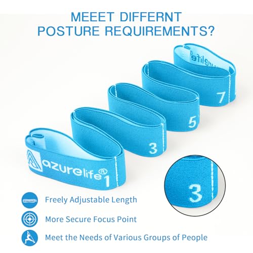 A AZURELIFE Elastic Yoga Stretching Strap, Multi-Loop Stretch Strap for Physical Therapy, Pilates, Yoga, Dance & Gymnastics Exercise and Flexible Pilates Stretch Band - color: Elastic-Blue